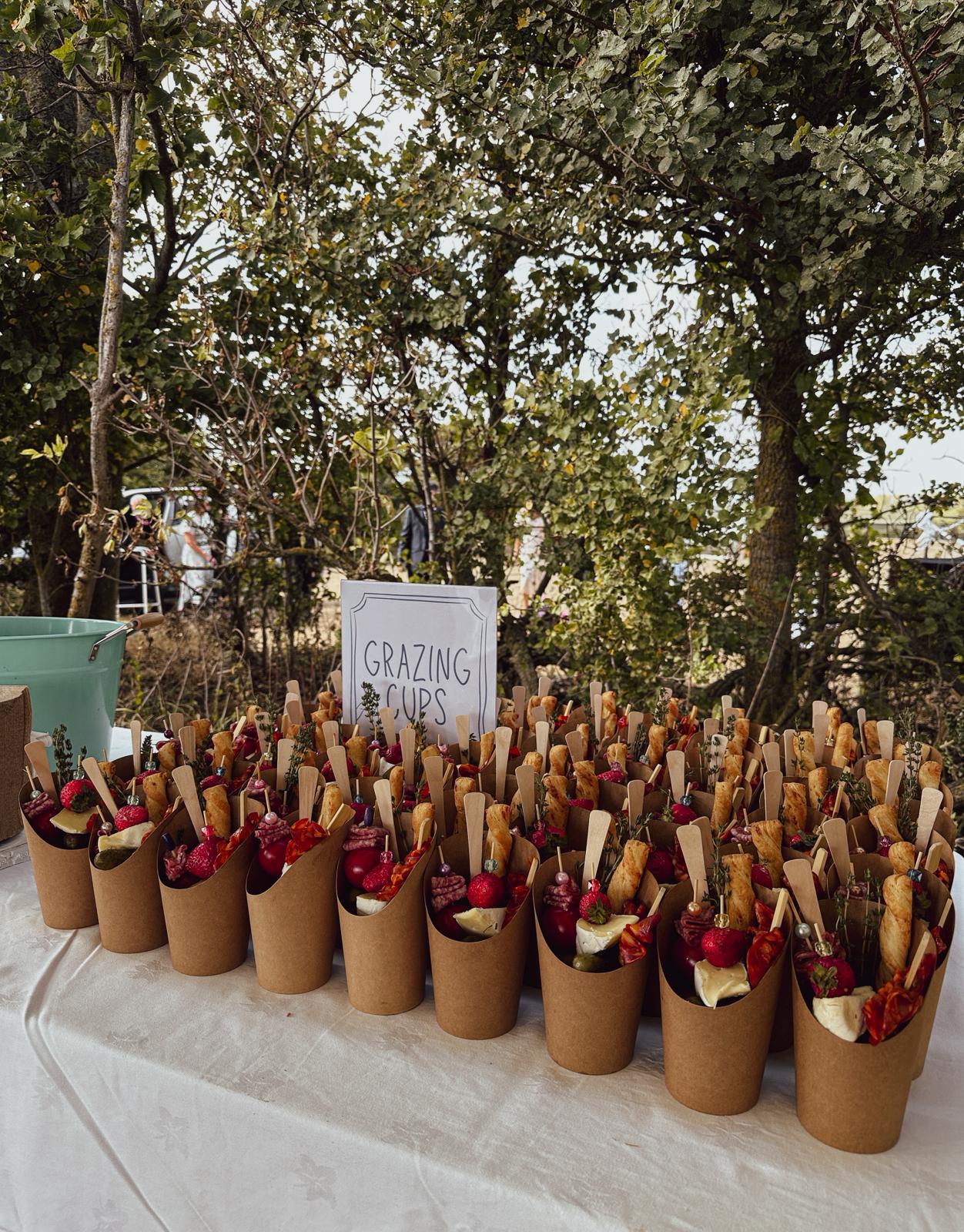 Beautifully Presented Grazing Cups with Artisan Cheeses, Meats & Treats