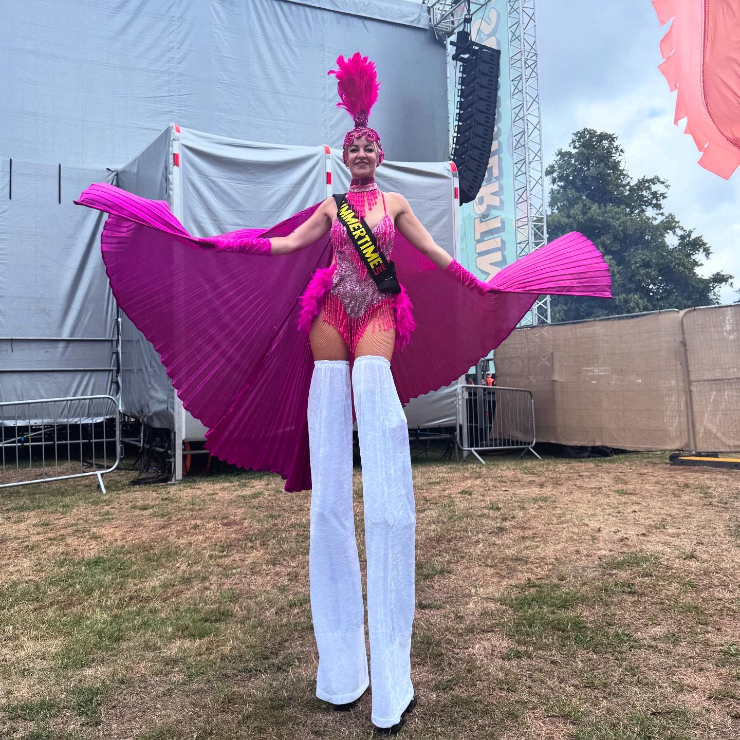 Highly Skilled Female Stilt Walker
