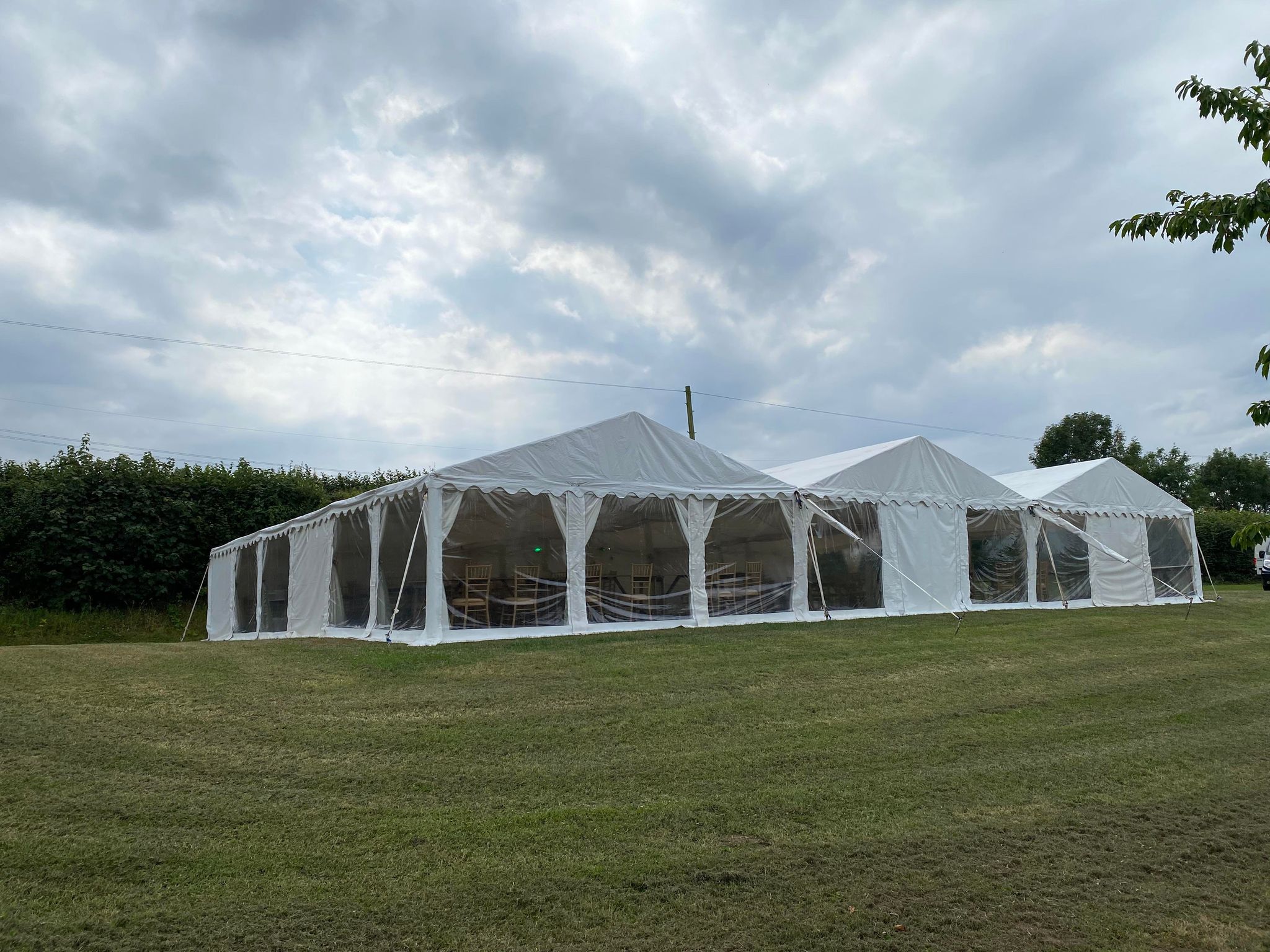 18m x 12m Marquee Fully Ivory Lined with Curtains & Sashes