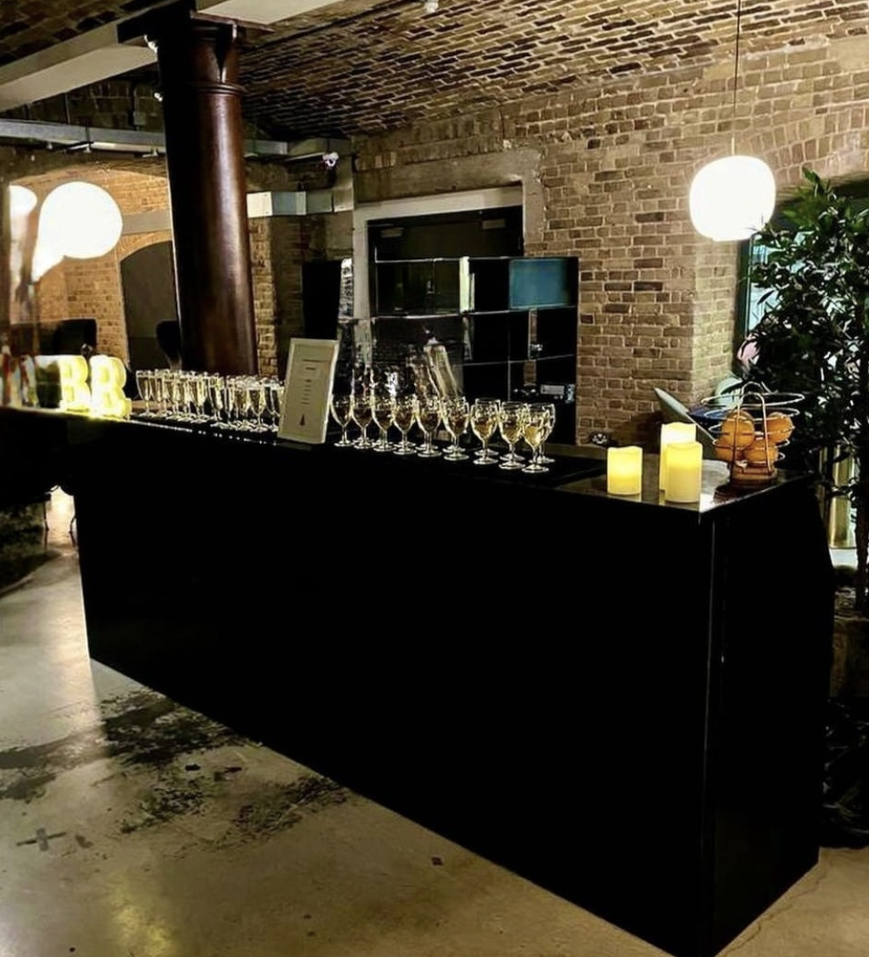 Black Gloss Themed Cash Bar with Professional Bartenders