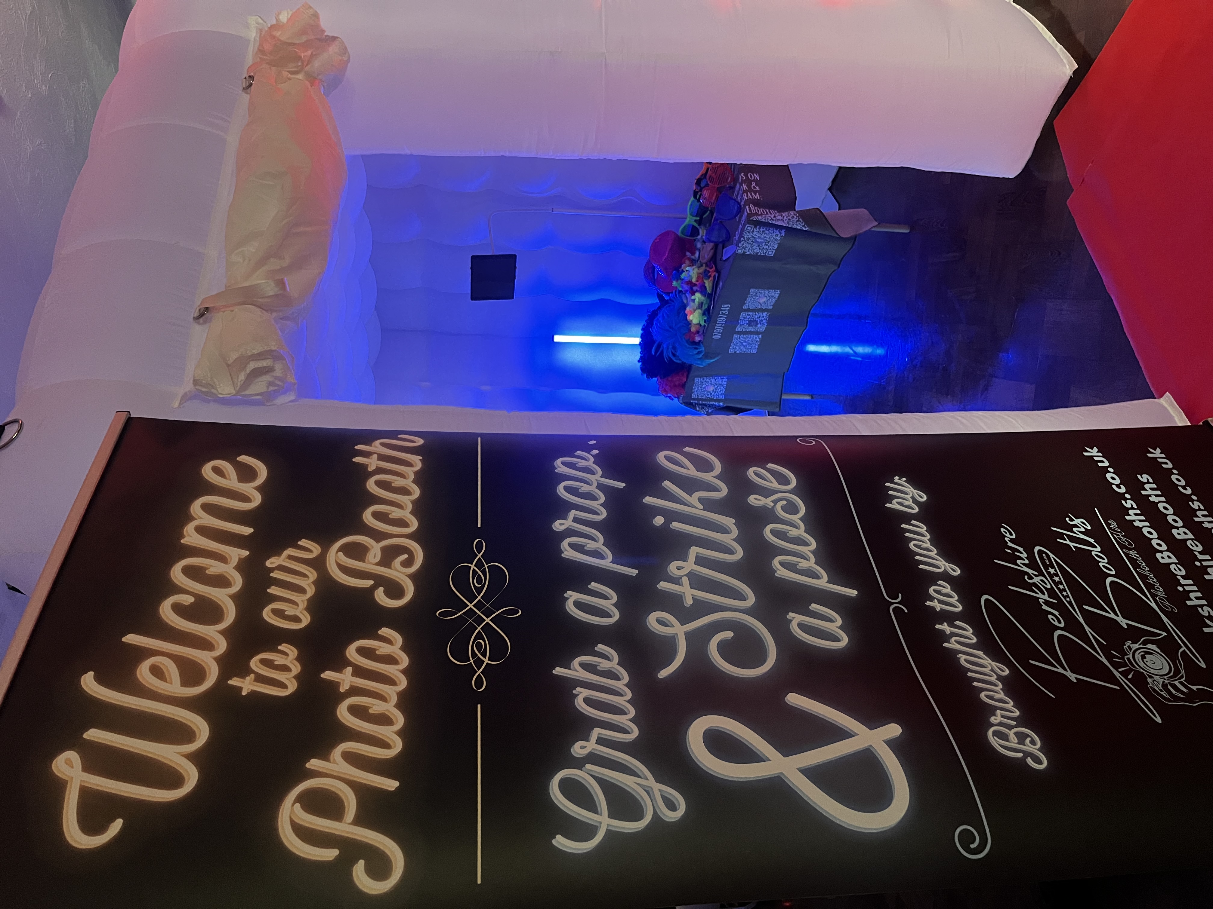 Inflatable Booth with LED lights, LED Fire Machine & Red Carpet