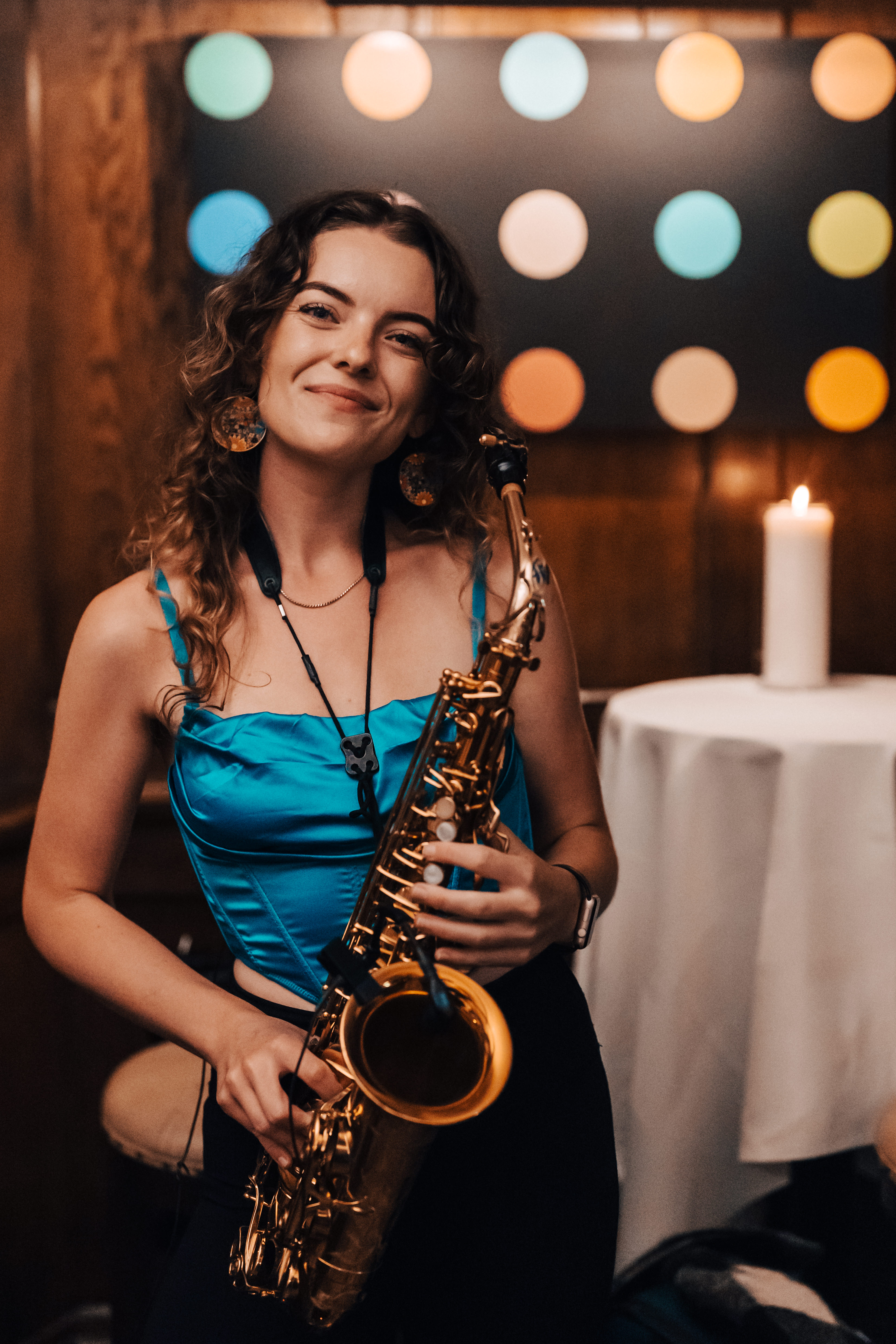 Energetic Sax Player Paulina with an Extensive Repertoire