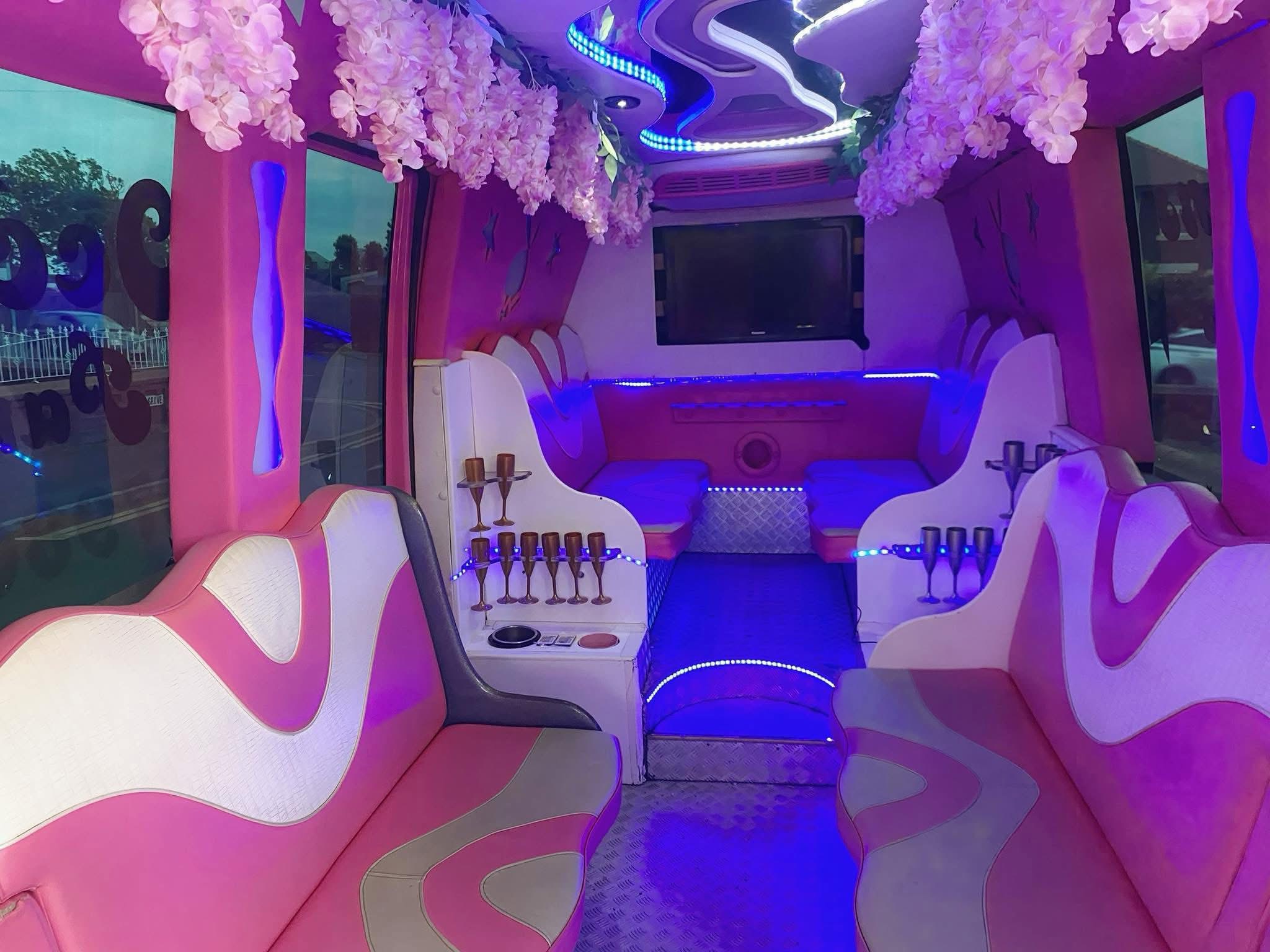 16-Seater Luxury Pink Party Bus