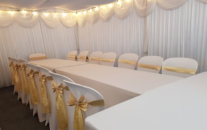 White 3m x 6m Party Tent - 25 Standing or 18 Seated