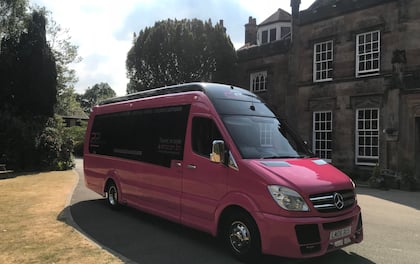Pink 16 Seats Party Bus with LED Floor & Two Bars