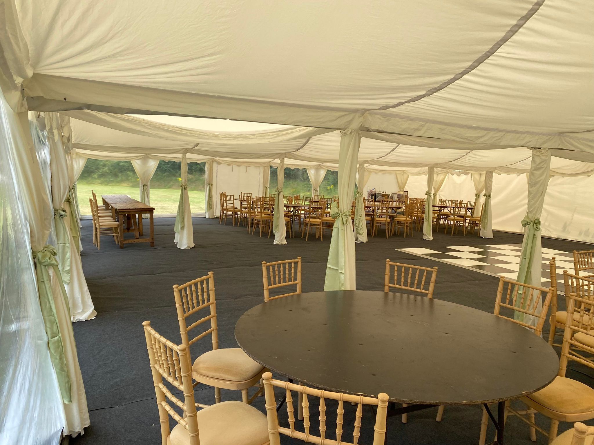 18m x 12m Marquee Fully Ivory Lined with Curtains & Sashes