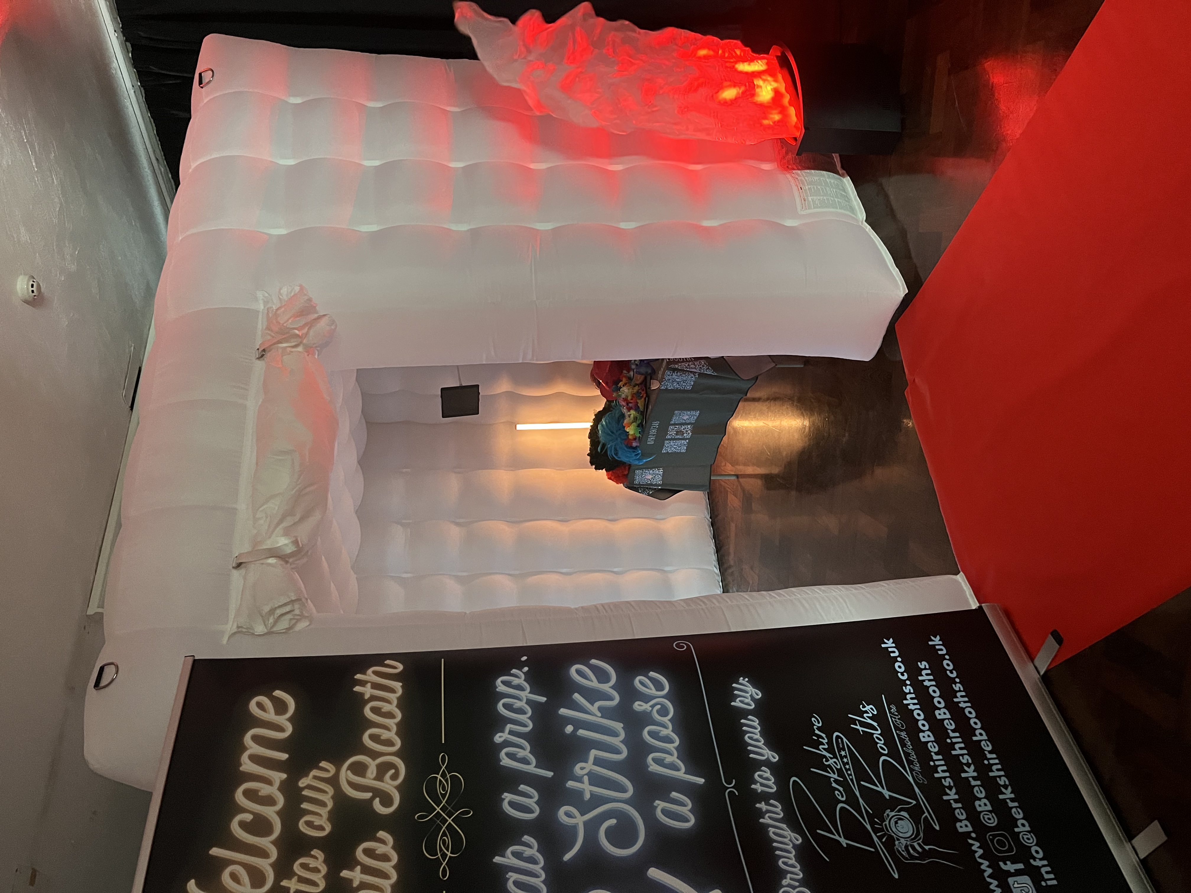 Inflatable Booth with LED lights, LED Fire Machine & Red Carpet