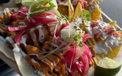 Mexican Fusion street food, Burritos or Tacos served with Nachos 