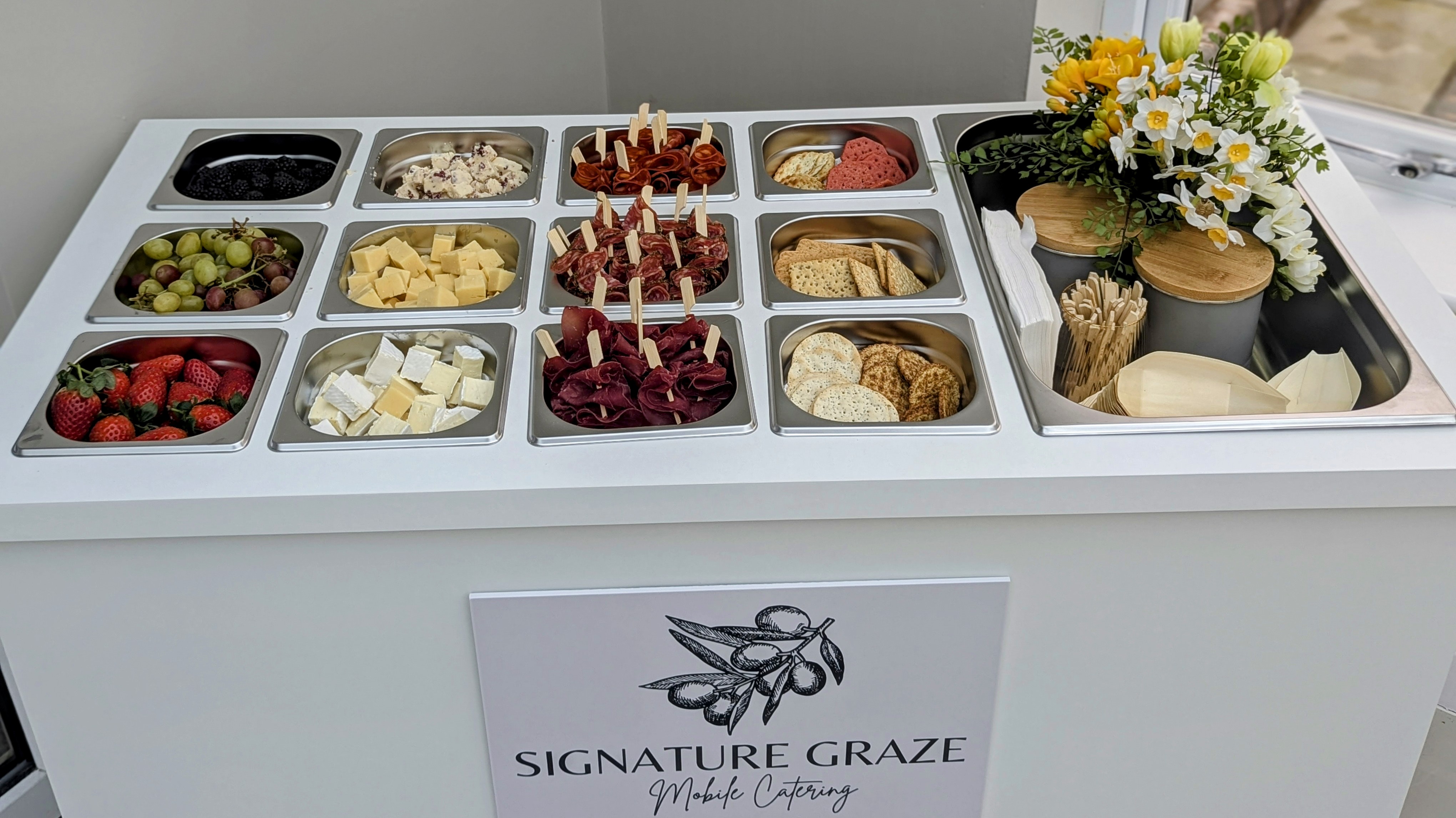 Charcuterie Grazing Cart Featuring Wondeful Meats & Cheeses