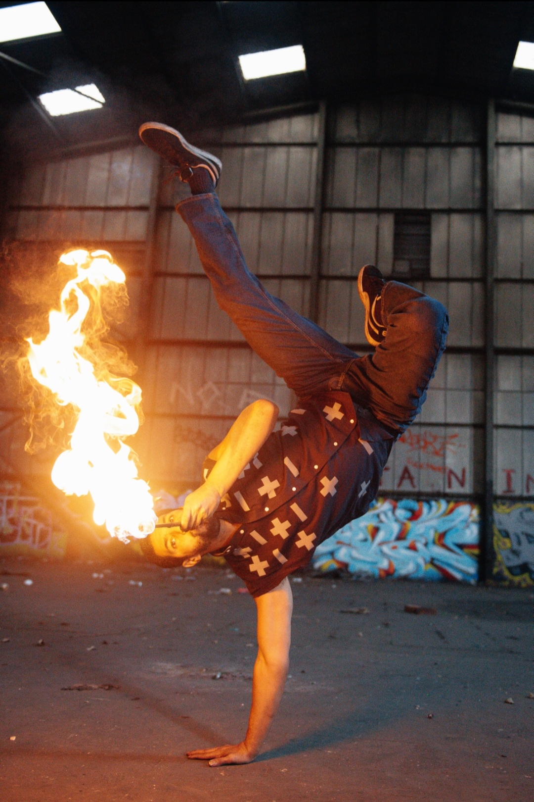 Breakdancing Fire Performer