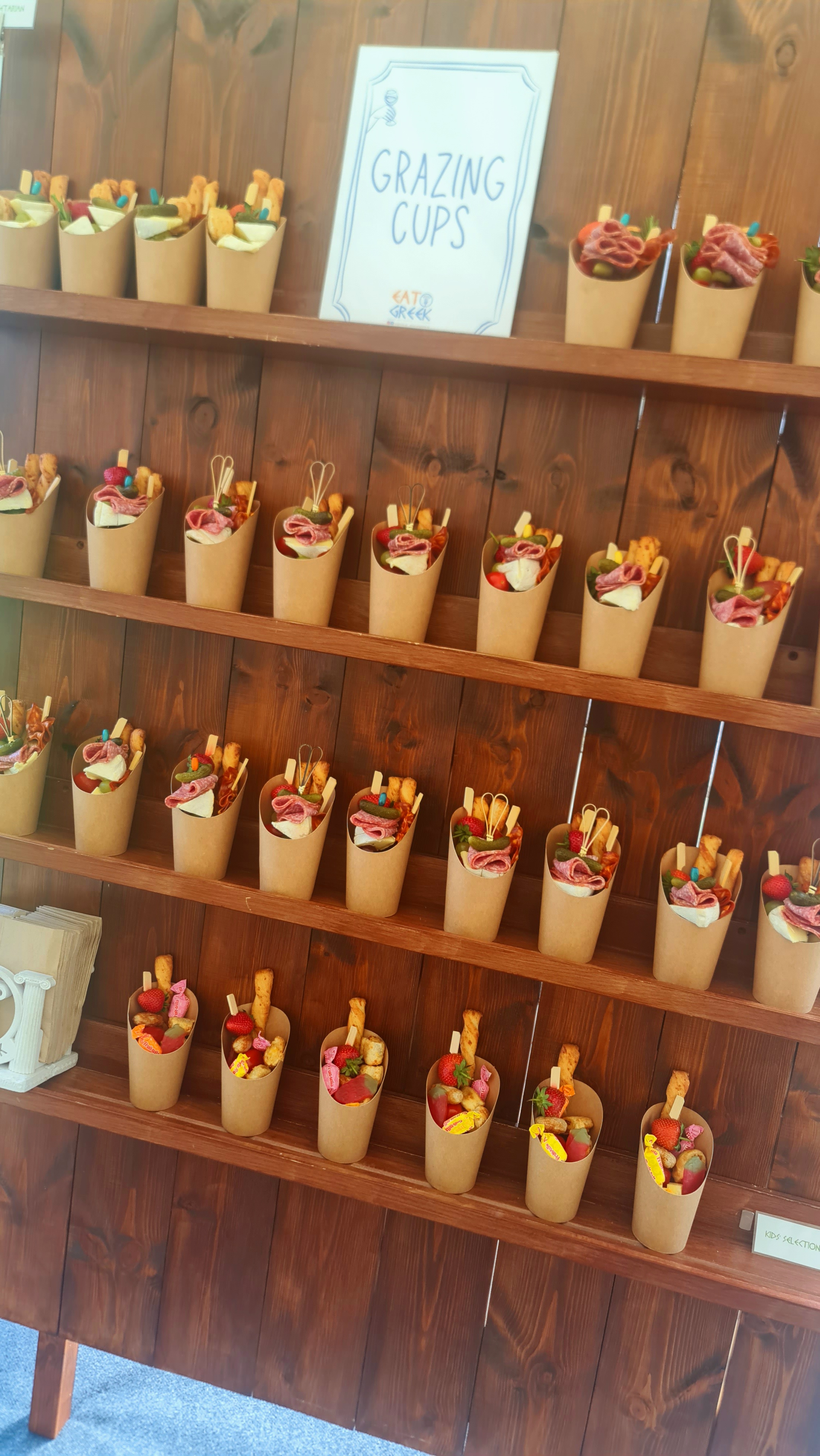 Beautifully Presented Grazing Cups with Artisan Cheeses, Meats & Treats