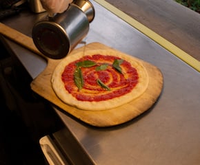 Sourdough Neapolitan Pizza Cooked in a Minute in Woodfired Oven