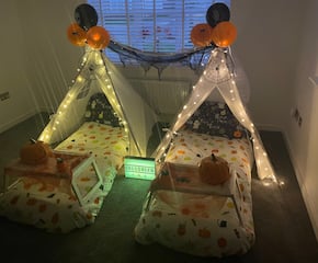 Teepee Sleepover Party For Kids With Spooky Set Up