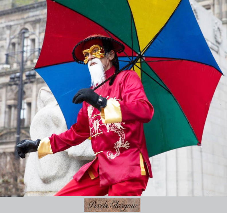 Oriental Themed Uni Cyclist & Stilt-Walker