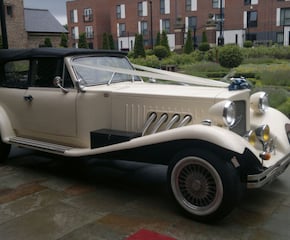 Vintage 1930 Ivory Beauford Open Top the Car is Drest with Ribbons/Flower 