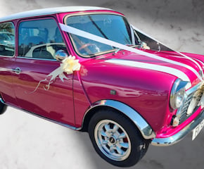 Classic Chauffeured Pink Mini Wedding Car