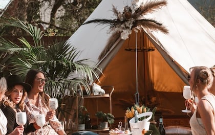 Bell Tent & Stylish Picnic Set Up Perfect for Garden Parties & Hen Do's
