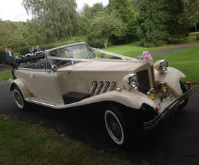 Vintage 1930 Ivory Beauford Open Top the Car is Drest with Ribbons/Flower 