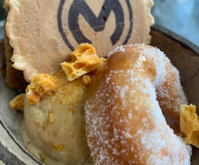 Hot, Filled Donuts with a Side of Freshly Churned Icecream