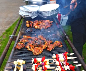 Charcoal BBQ with Marinated Meats & Dessert To Finish