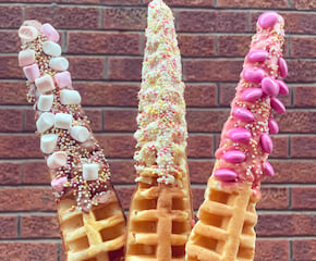 Wafflesticks with Warm Belgian Chocolate & your choice of toppings