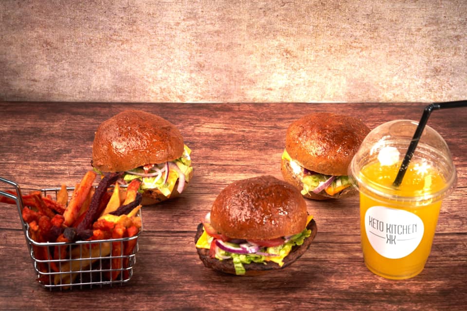 Sizzling rice box with flame grilled kebabs or mighty gourmet burger