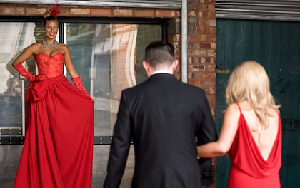Lady Grand Entrance by Elegant Red Carpet Stilt Walker