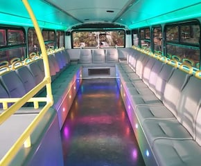 The Most Exclusive Party Bus with On Board Bar and DJ area