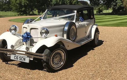 1930's Vintage Style White Beauford Tourer With Black Convertible Top