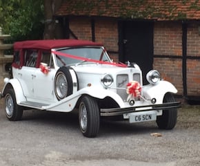 1930's Vintage Style White Beauford Tourer With Red Convertible Top