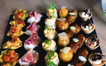 Festive Style Canapes Served With Champagne