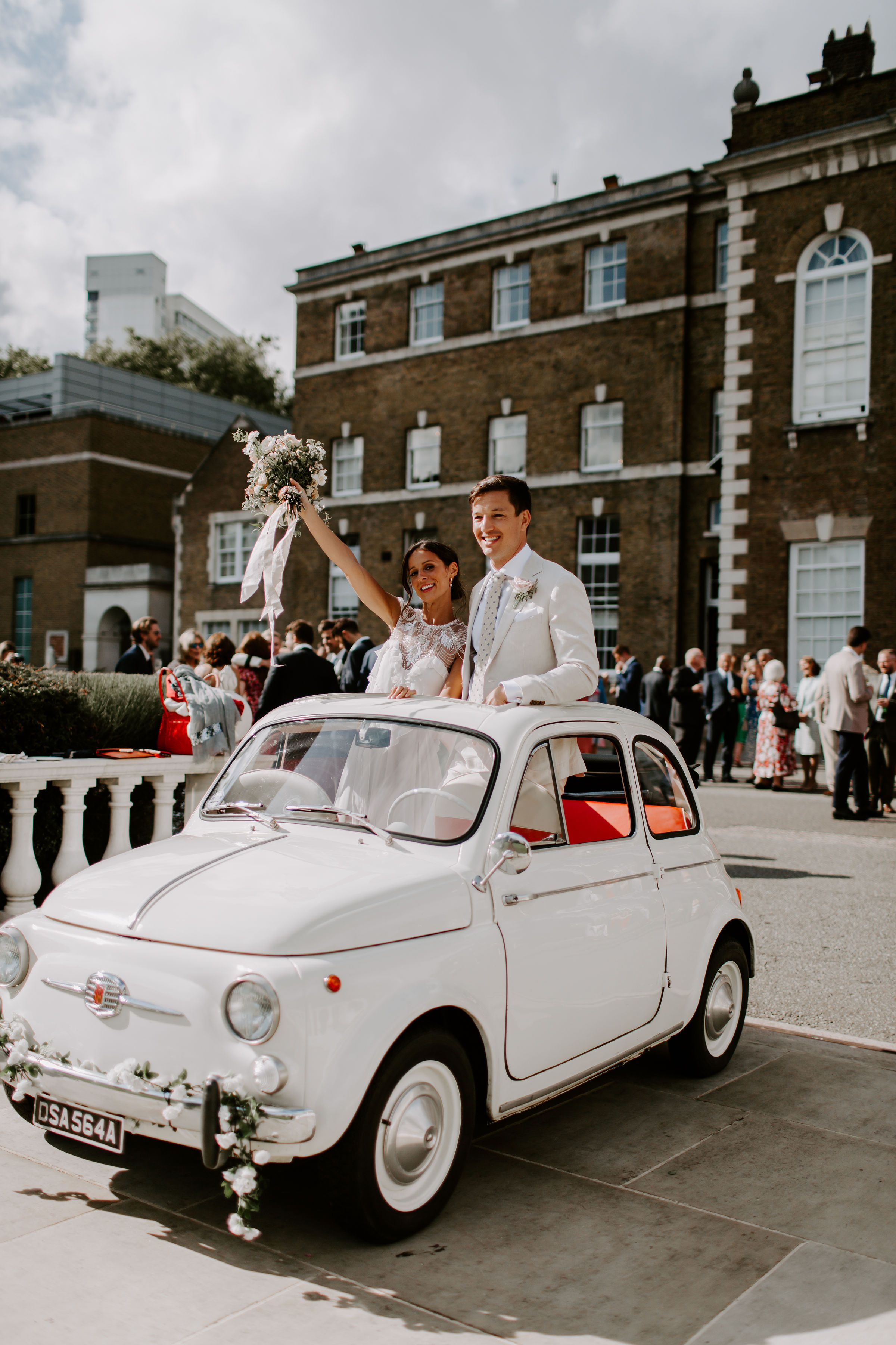 Stunning Ivory Vintage Fiat 500