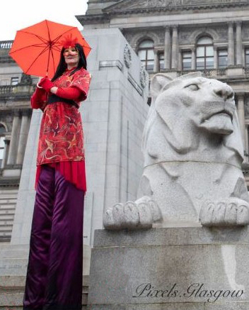 Oriental Themed Uni Cyclist & Stilt-Walker