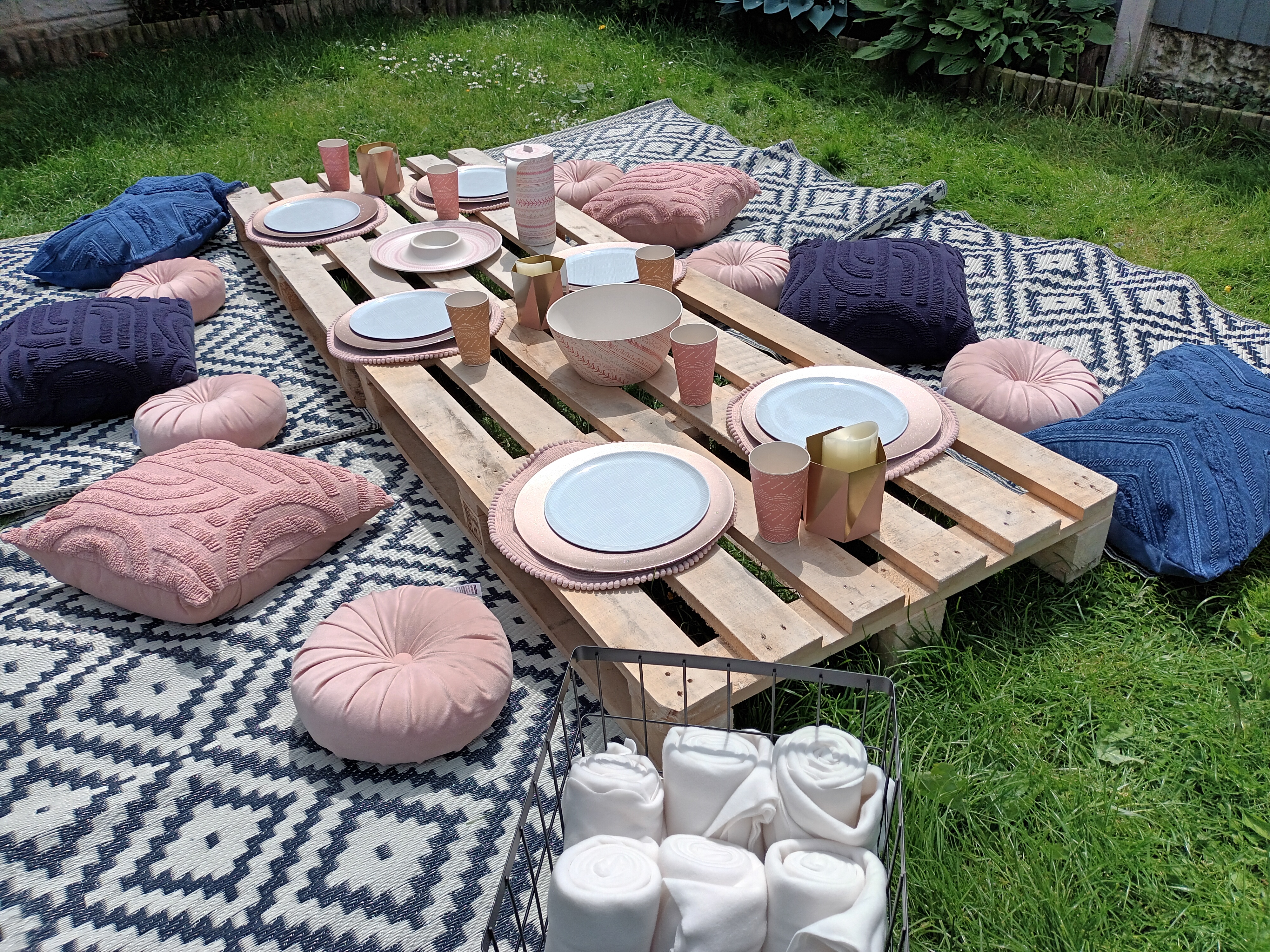 4m Cream Canvas Bell Tent Boho With Picnic Set Up