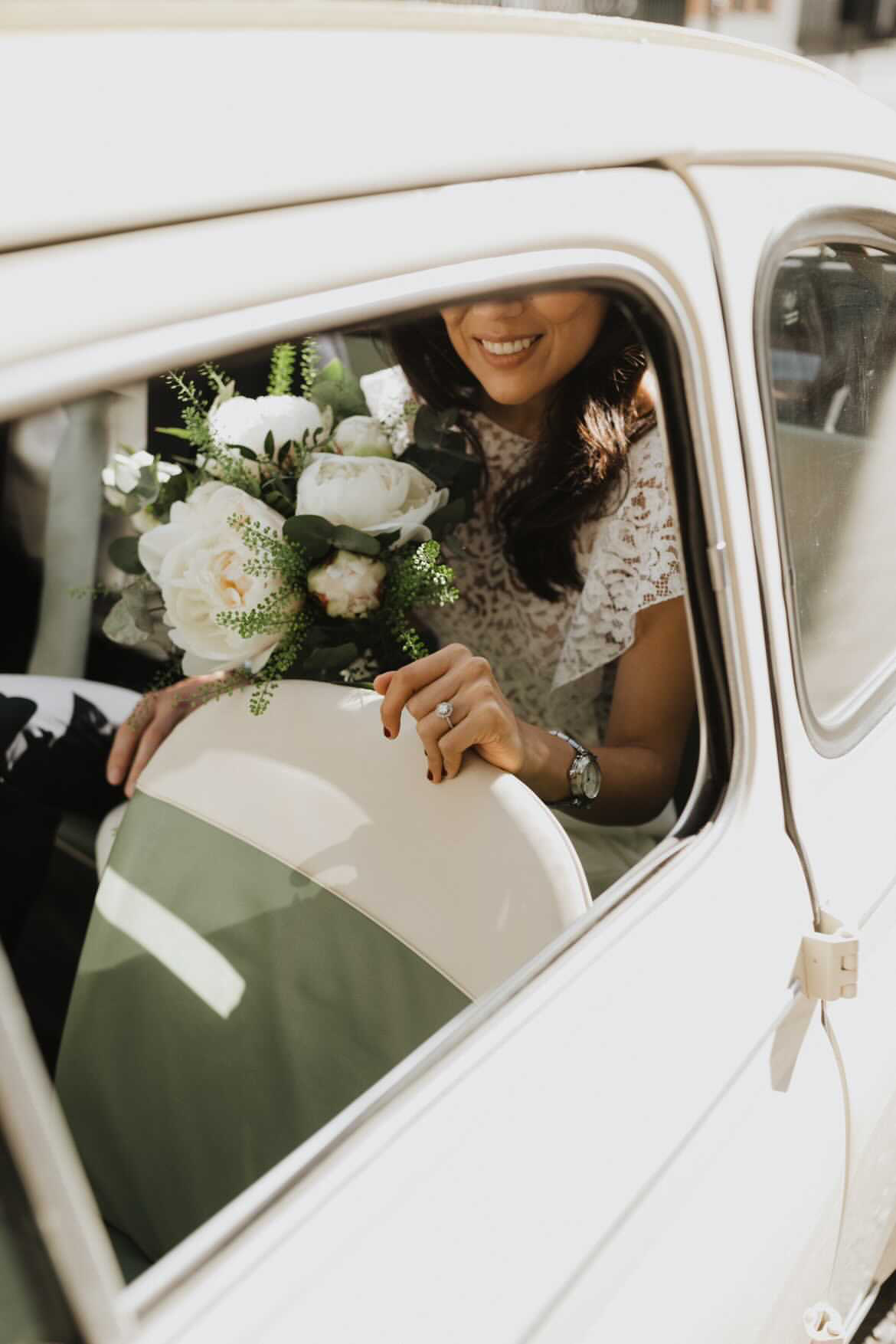 Unique & Stylish Cream Vintage Fiat 500 Car