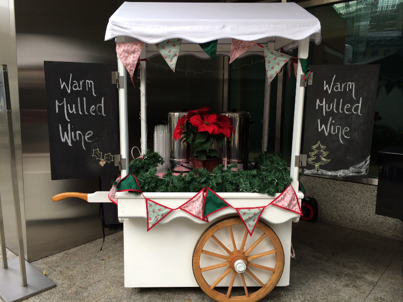 Unlimited Festive Mulled Wine Served From Our Decorated Cart