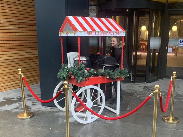 Unlimited Festive Mulled Wine Served From Our Decorated Cart